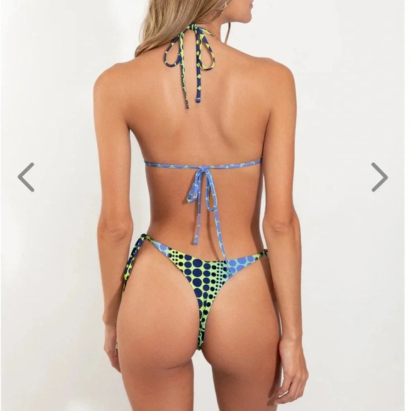 NWT OneOne Swimwear Bikini SET Bubble Ariel Triangle Blue Green Sexy Skimpy New - Picture 5 of 16